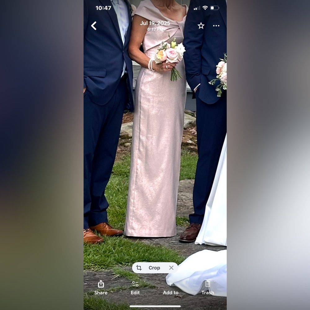 Teri Jon Metallic Twist Front Gown